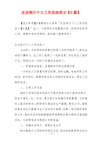 企业统计个人工作总结范文【5篇】