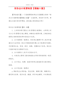 财务会计核算制度【精编5篇】