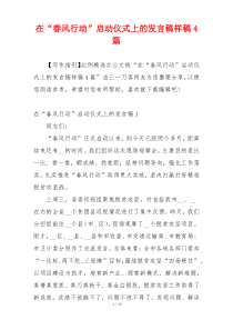 在“春风行动”启动仪式上的发言稿样稿4篇