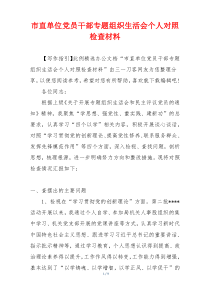 市直单位党员干部专题组织生活会个人对照检查材料