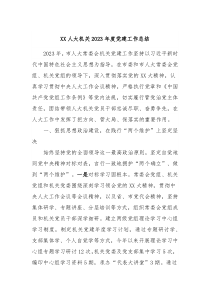 XX人大机关2023年度党建工作总结