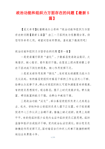 政治功能和组织力方面存在的问题【最新5篇】