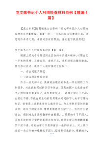党支部书记个人对照检查材料范例【精编4篇】