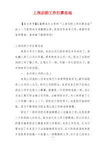 上岗后的工作打算总结