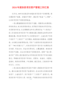 2024年度扶贫项目资产管理工作汇报