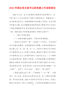 2024年国企党支部书记抓党建工作述职报告