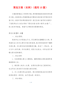 策划方案（实例）（通用10篇）