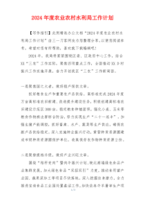 2024年度农业农村水利局工作计划