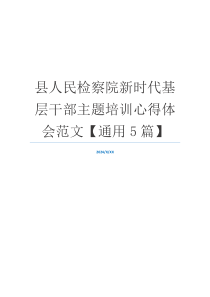 县人民检察院新时代基层干部主题培训心得体会范文【通用5篇】