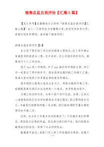 销售总监自我评价【汇集5篇】