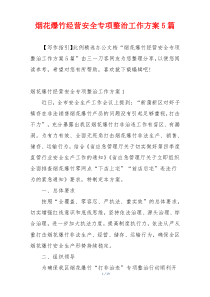 烟花爆竹经营安全专项整治工作方案5篇