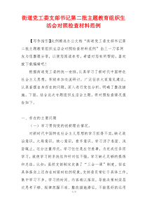 街道党工委支部书记第二批主题教育组织生活会对照检查材料范例