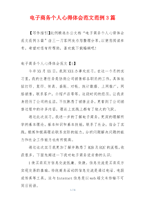电子商务个人心得体会范文范例3篇