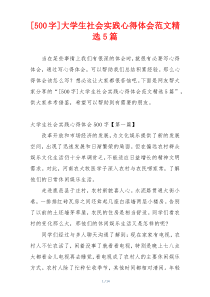 [500字]大学生社会实践心得体会范文精选5篇