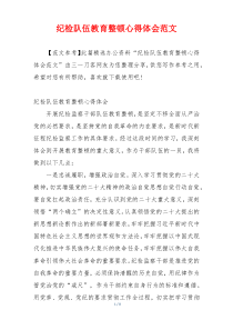 纪检队伍教育整顿心得体会范文