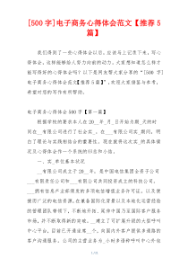 [500字]电子商务心得体会范文【推荐5篇】