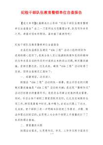 纪检干部队伍教育整顿单位自查报告