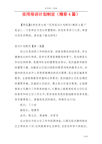 实用培训计划制定（精彩4篇）