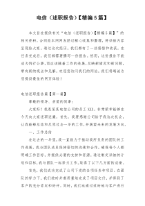 电信（述职报告）【精编5篇】