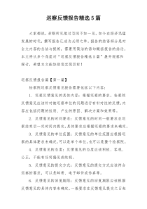 巡察反馈报告精选5篇