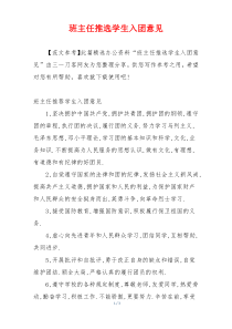 班主任推选学生入团意见