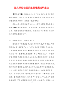 党支部纪检委员述责述廉述职报告