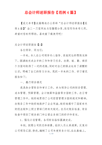 总会计师述职报告【范例4篇】