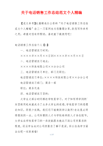 关于电话销售工作总结范文个人精编