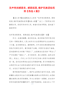 发声亮剑感恩党、感恩祖国,维护民族团结范例【热选4篇】