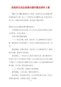 党组织生活会查摆问题和整改清单3篇