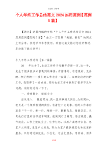 个人年终工作总结范文2024实用范例【范例5篇】