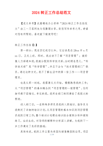 2024转正工作总结范文