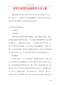 实用大创项目总结报告大全5篇