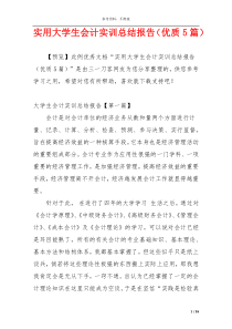 实用大学生会计实训总结报告（优质5篇）