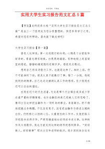 实用大学生实习报告范文汇总5篇