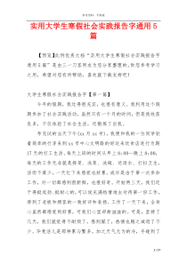 实用大学生寒假社会实践报告字通用5篇
