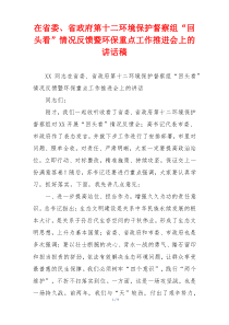 在省委、省政府第十二环境保护督察组“回头看”情况反馈暨环保重点工作推进会上的讲话稿