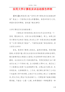 实用大学计算机实训总结报告样例