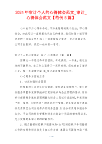 2024年审计个人的心得体会范文_审计_心得体会范文【范例5篇】