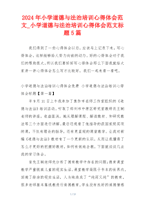 2024年小学道德与法治培训心得体会范文_小学道德与法治培训心得体会范文标题5篇