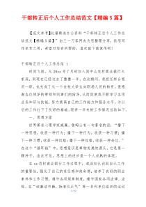 干部转正后个人工作总结范文【精编5篇】