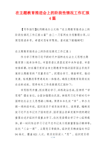 在主题教育推进会上的阶段性情况工作汇报4篇