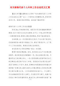 有关销售代表个人年终工作总结范文汇聚