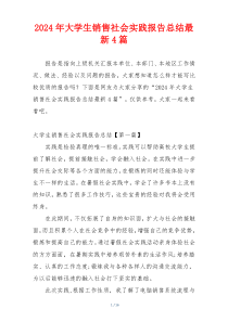 2024年大学生销售社会实践报告总结最新4篇