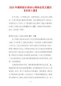 2024年教研组长培训心得体会范文题目【实用5篇】
