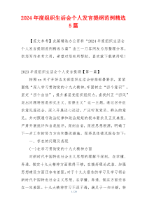 2024年度组织生活会个人发言提纲范例精选5篇