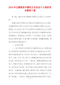 2024年主题教育专题民主生活会个人剖析发言整理3篇