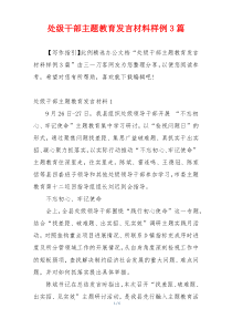 处级干部主题教育发言材料样例3篇