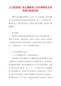 公立医院第二批主题教育工作开展情况及成效盘点检视总结