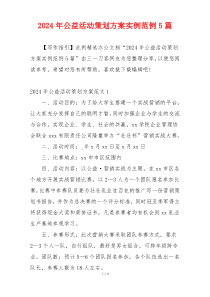 2024年公益活动策划方案实例范例5篇